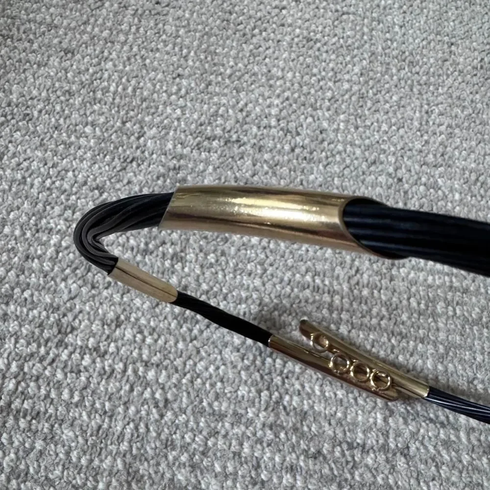 Vintage Black & Gold Metal Slim Waist Belt - XS/S